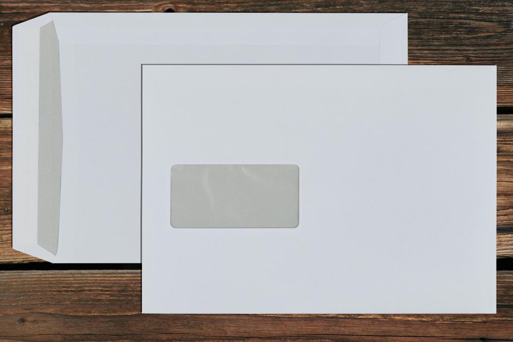 Versandtaschen mit Fenster B5 176x250 mm Haftklebend Weiß 90 g/qm